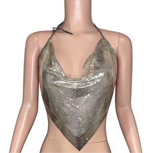 Silver Sequin Halter Top